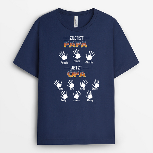 2384AGE2 personalisiertes zuerst papa jetzt opa t shirt 2384a3e8b