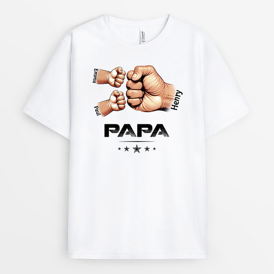 2407AGE1 papa und kinder mit fausten t shirt papa personalisiert_ mit lebendigen zeichnung 2407A5H5B