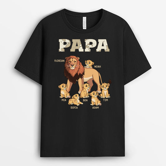2430AGE1 papa kinder lowe weltkarte t shirt papa personalisiert