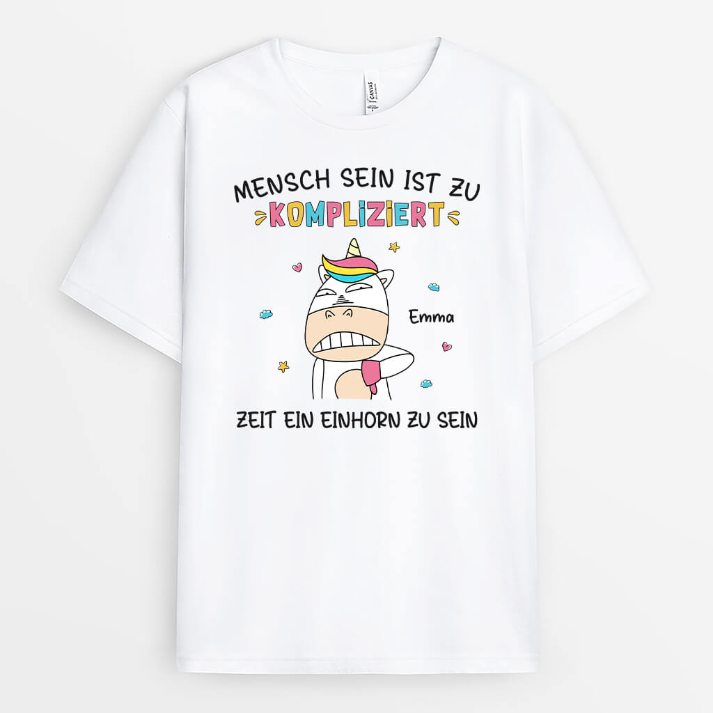 2637AGE2 ein einhorn zu sein lustiges t shirt personalisiert