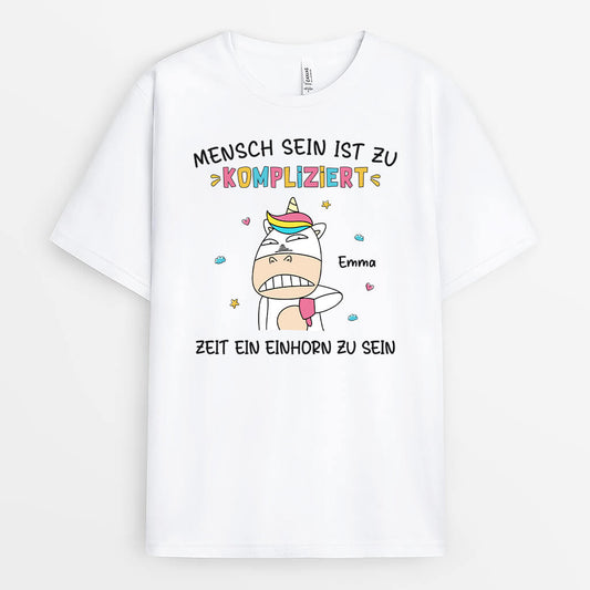 2637AGE2 ein einhorn zu sein lustiges t shirt personalisiert