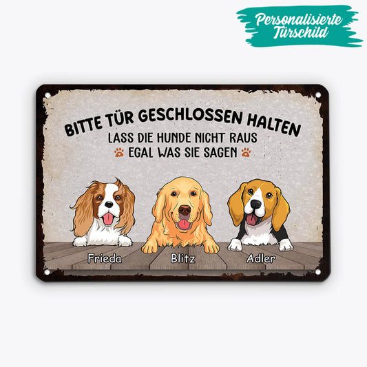 2645EGE2 bitte tur geschlossen halten personalisiertes turschild fur hundebeliebhaber