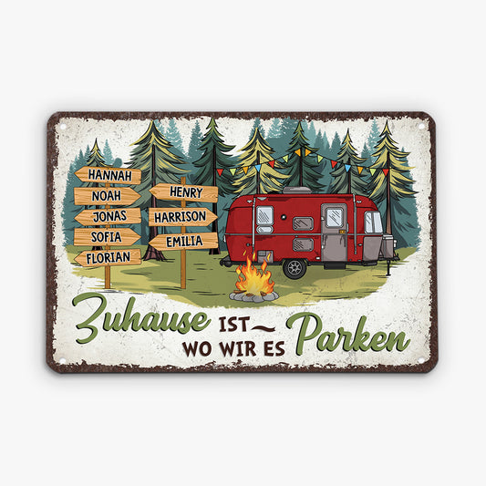 2646EGE2 zuhause ist da wo wir parken personalisieretes turschild fur die familie 2646