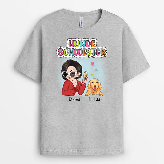 2732AGE2 hundemama hundeschwester personalisiertes t shirt fur hundeliebhaber