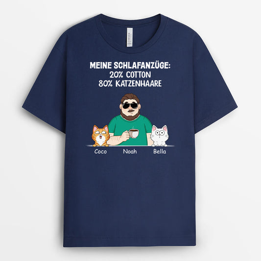 2735AGE1 mein pyjama 20_ baumwolle 80_ katzenhaare schwarzes t shirt fur katzenliebhaber personalisiert