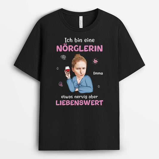 2740AGE1 ich bin eine norglerin etwas nervig aber liebenswert personalisiertes t shirt mit eigenem gesicht fur frauen