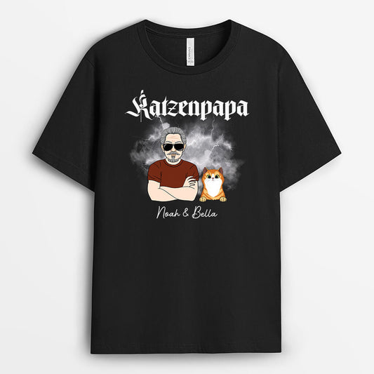 2758AGE1 katzenpapa personalisiertes t shirt fur katzenliebhaber