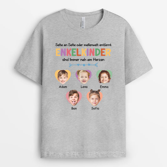 2769AGE2 seite an seite oder meilenweit entfernt enkelkinder sind immer nah am herzen personalisiertes t shirt fur kinder mit gesicht 2769a