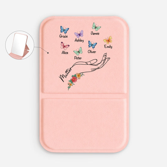 2782AGE1 mama blumen schmetterlinge personalisiertes geschenk taschenspiegel mamaoma 2782ajcp5a