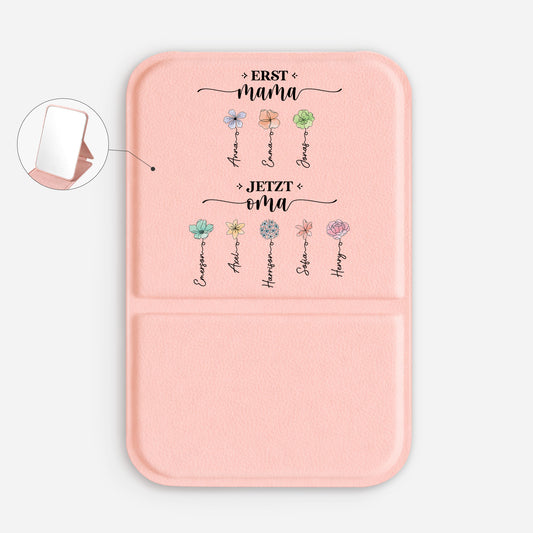 2851AGE1 erst mama jetzt oma personalisiertes geschenk taschenspiegel blumen 2851aj6q5a