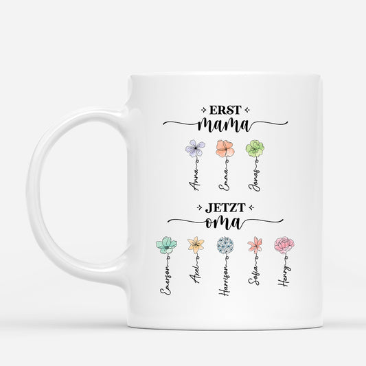 2851MGE1 zuerst mama jetzt oma blumen personalisierte tasse mama oma 2851M5I5A