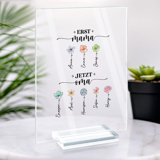 2851RGE2 erst mama jetzt oma personalisiertes geschenk acryl aufsteller mit stander blumen 2851r8q5a