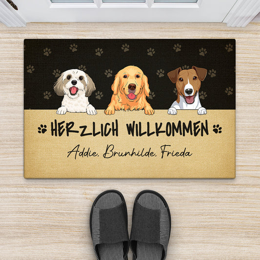 2888DGE2 herzlich willkommen personalisierte fussmatte fur hundeliebhaber