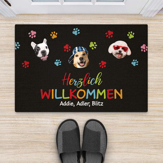 2890DGE2 herzlich willkommen personalisierte fussmatte fur hundeliebhaber
