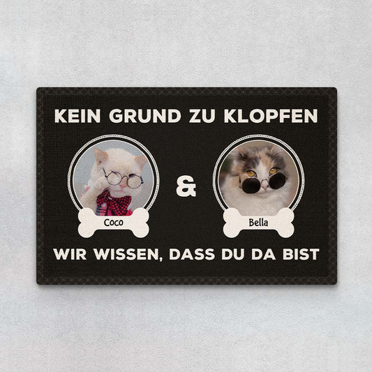 2892DGE1 kein grund zu klopfen wir wissen dass du da bist personalisierte fussmatte fur katzenliebhaber