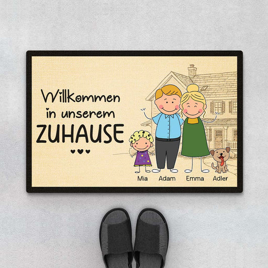 2893DGE1 willkommen in unserem zuhause personalisierte fussmatte fur die familie