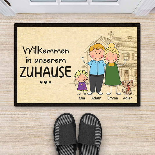 2893DGE2 willkommen in unserem zuhause personalisierte fussmatte fur die familie