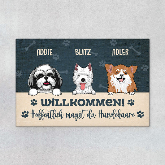 2898DGE1 willkommen hoffentlich magst du hundehaare personalisierte fussmatte fur hundeliebhaber 2898d