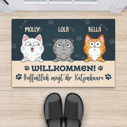 2898DGE2 willkommen hoffentlich magst du katzenhaare personalisierte fussmatte fur katzenliebhaber