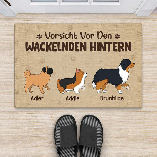 2902DGE2 vorsicht vor den wackelnden hintern personalisierte fussmatte fur hundeliebhaber