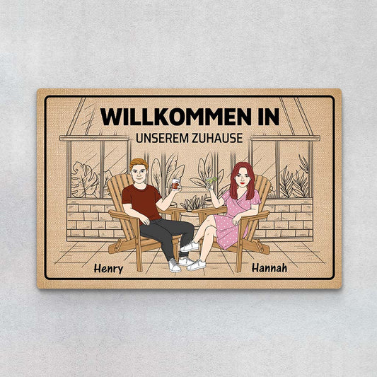 2909DGE1 willkommen in unserem zuhause personalisierte fussmatte fur die familie
