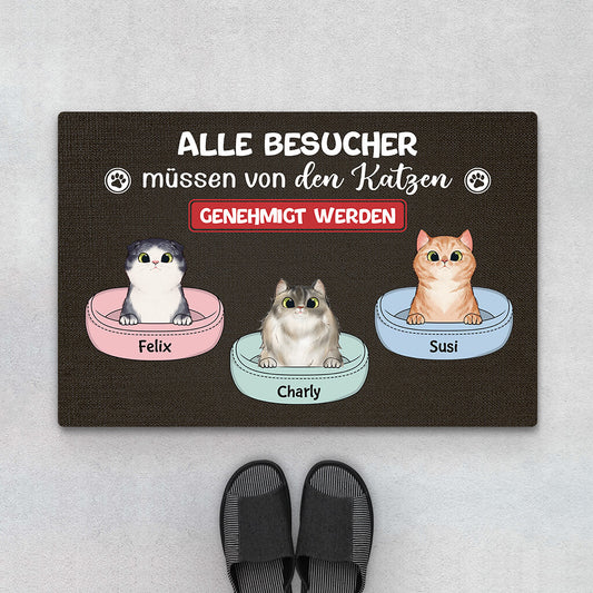2913DGE1 alle besucher mussen von den katzen genehmigt werden personalisierte fussmatte fur katzenbeliebhaber 2913