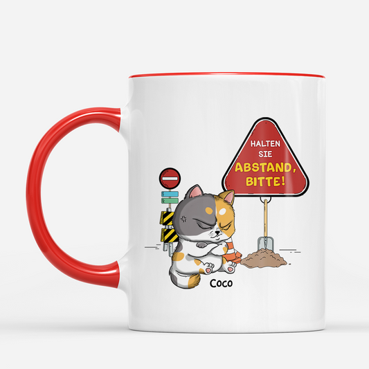 2967MGE2 halten sie abstand bitte personalisierte tasse fur katzenliebhaber 2967m