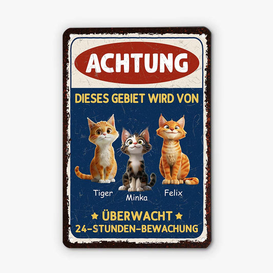3005EGE1 dieses gebiet wird von uberwacht lustiges turschild katze 3d personalisiert_ 3005E6T3D