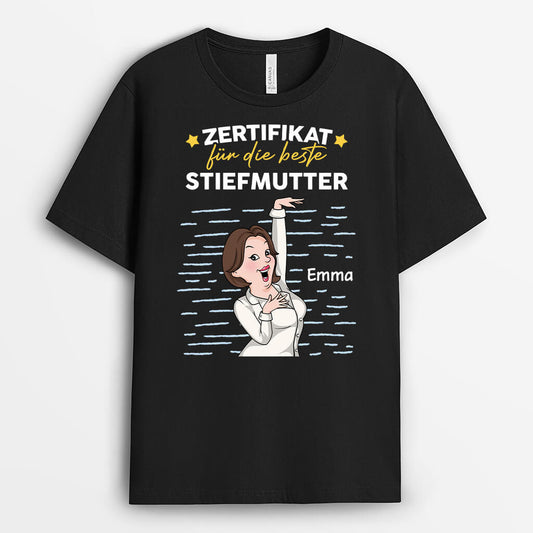 3035AGE1 zertifikat fur die beste stiefmutter personalisiertes t shirt fur stiefmutter