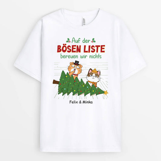 3110AGE1 auf der bosen liste bereuen wir nichts personalisiertes t shirt fur katzenliebhaber