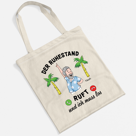 3138BGE2 der ruhestand ruft ich muss los personalisierte tragetaschen rente frauen manner 3138B