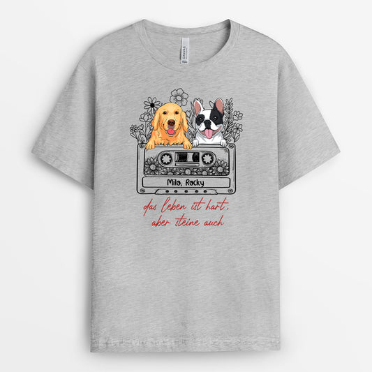3146AGE2 das leben ist hart aber steine auch personalisiertes t shirt fur hundeliebhaber