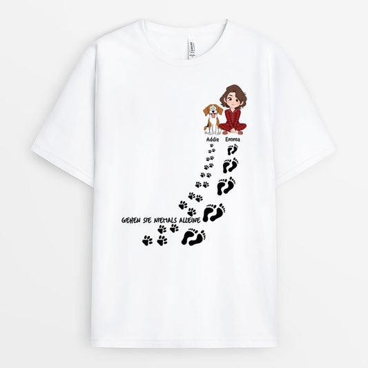 3228AGE1 du bist nie allein personalisiertes t shirt fur hundeliebhaber