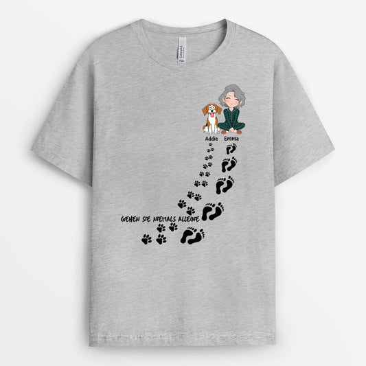 3228AGE2 du bist nie allein personalisiertes t shirt fur hundeliebhaber