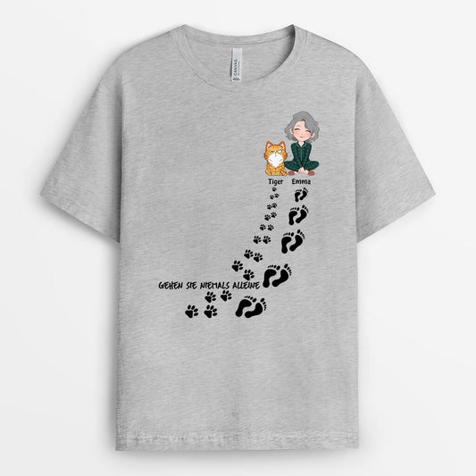 3228AGE2 du bist nie allein personalisiertes t shirt fur katzenliebhaber