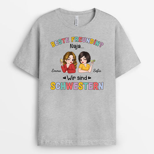 3248AGE2 wir sind schwestern personalisiertes t shirt fur beste freundinnen