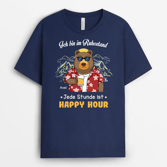 3273AGE2 ich bin im ruhestand jede stunde ist happy hour personalisiertes t shirt fur die ruhestand