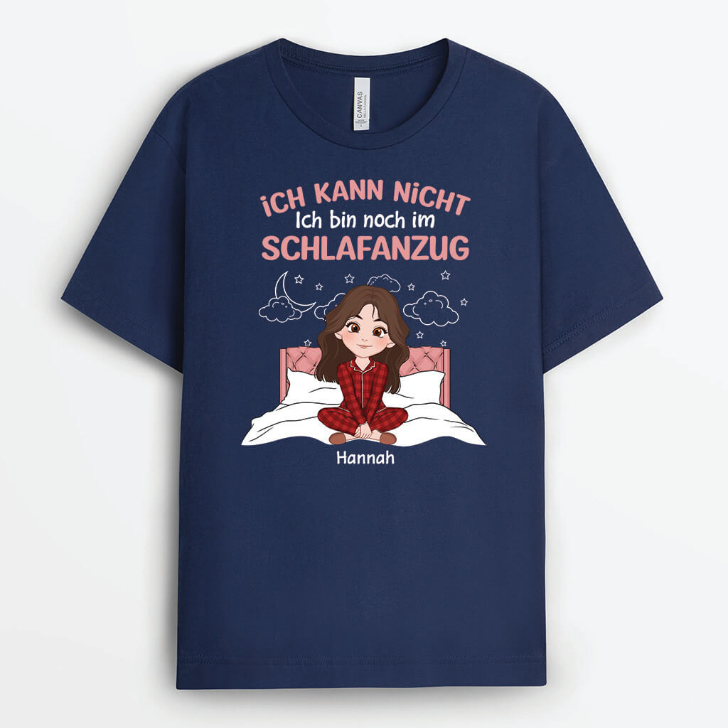 3282AGE1 ich kann nicht ich bin noch im schlafanzug personalisiertes t shirt fur damen