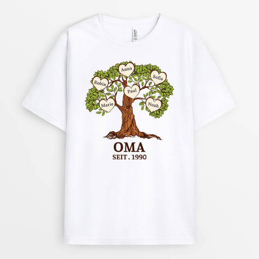 3302AGE1 oma und kinder baum personalisiertes t shirt fur omas