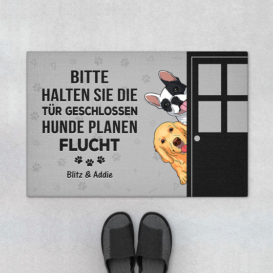 3308DGE1 bitte halten sie die tur geschlossen lustige fussmatte personalisiert hund_ 3308D5M5C