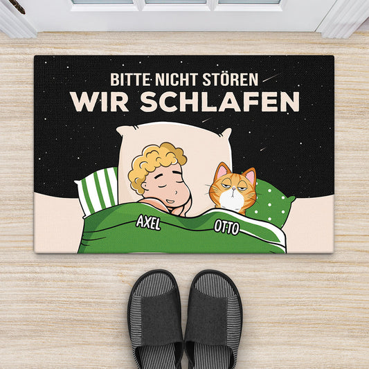 3311DGE2 bitte nicht storen ich schlafe lustige fussmatte fur katzenliebhaber personalisieren
