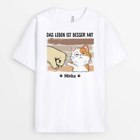 3314AGE1 das leben ist besser mit katzen personalisiertes t shirt fur katzenliebhaber
