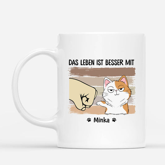 3314MGE1 das leben ist besser mit katzen personalisierte tasse fur katzenliebhaber