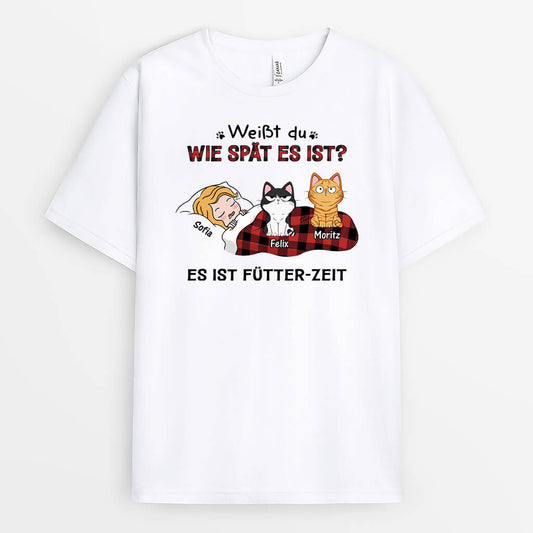 3318AGE1 weisst du wie spat es ist lustiges t shirt fur katzenliebhaber personalisieren