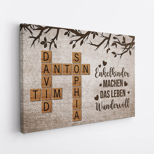 3323CGE2 enkelkinder machen das leben grossartig personalisierte leinwand fur grosseltern kreuzwortratsel design