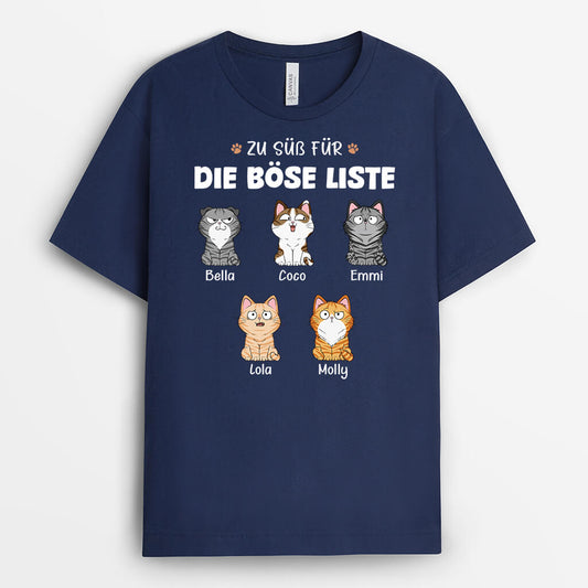 3324AGE1 zu suss fur die bose liste personalisiertes t shirt fur katzenbesitzer