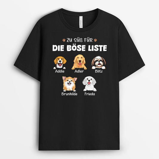 3324AGE2 zu suss fur die bose liste personalisiertes t shirt fur hundebesitzer
