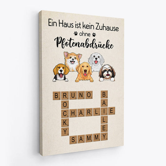 3334CGE2 ein haus ist kein zuhause ohne pfotenabdrucke personalisierte leinwand fur hundebesitzer