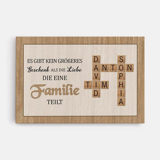 3335CGE1 es gibt kein grosseres geschenk als die liebe die eine familie teilt personalisierte leinwand fur die familie
