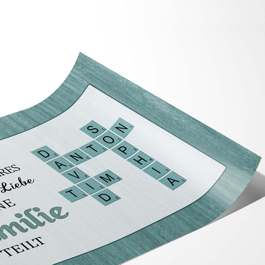 3335SGE2 es gibt kein grosseres geschenk als die liebe die eine familie teilt kreuzwortratsel personalisiertes poster fur die familie